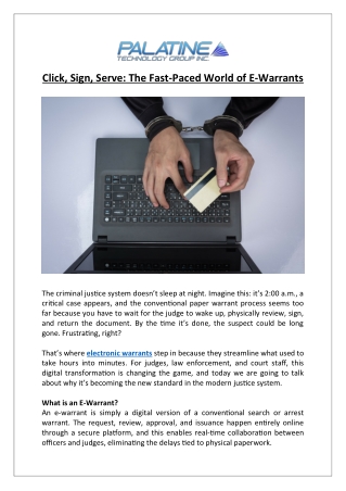 Click, Sign, Serve The Fast-Paced World of E-Warrants