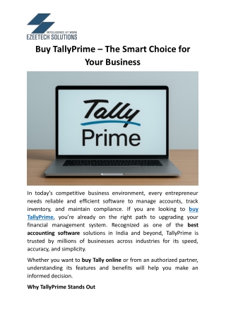 Buy TallyPrime – The Smart Choice for Your Business