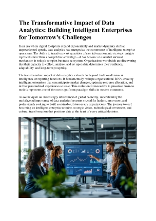 The Transformative Impact of Data Analytics