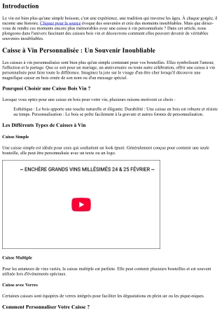 Caisse à Vin Personnalisée : Un Souvenir Inoubliable
