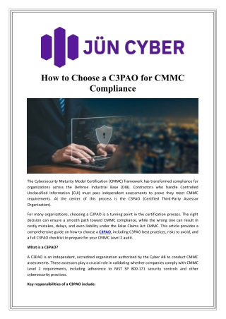 How to Choose a C3PAO for CMMC Compliance - Jün Cyber
