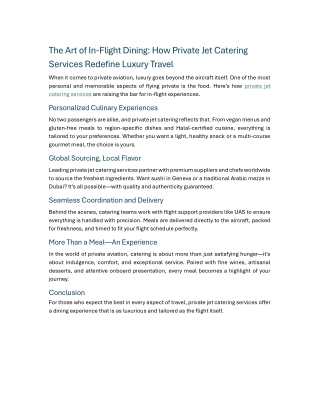 The Art of In-Flight Dining How Private Jet Catering Services Redefine Luxury Travel