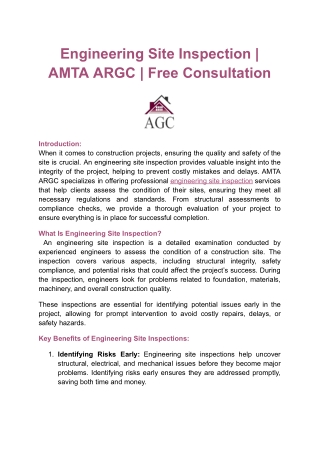 Why Engineering Site Inspections Are Crucial for Your Project –Free Consultation