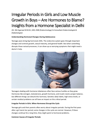 Irregular Periods in Girls and Low Muscle Growth in Boys