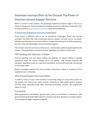 Seamless Journeys Start on the Ground The Power of Premium Ground Support Services