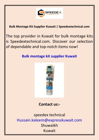 Bulk Montage Kit Supplier Kuwait Speedextechnical.com