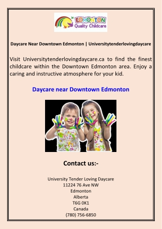Daycare Near Downtown Edmonton Universitytenderlovingdaycare