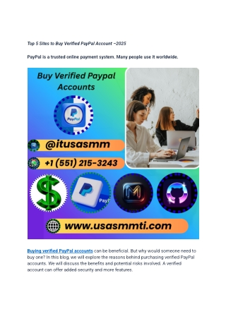 Top 5 Sites to Buy Verified PayPal Account –2025
