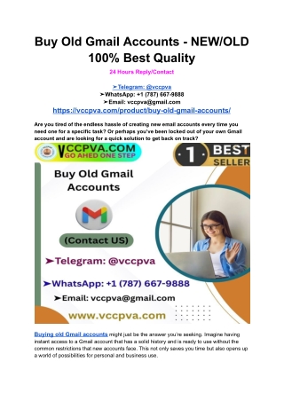 Buy Old Gmail Accounts - NEW_OLD 100% Best Quality