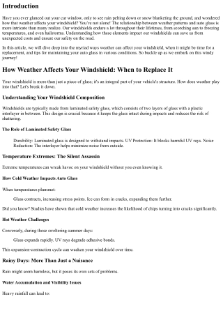 How Weather Affects Your Windshield: When to Replace It