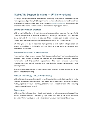 Global Trip Support Solutions — UAS International
