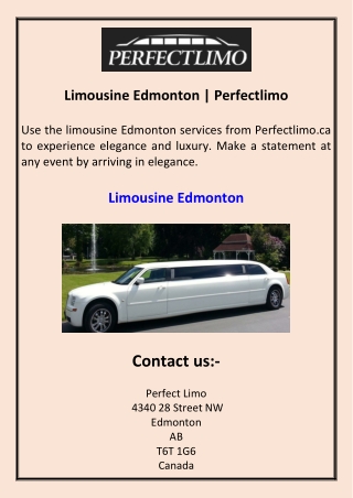 Limousine Edmonton Perfectlimo
