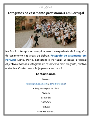 Fotografos de casamento profissionais em Portugal