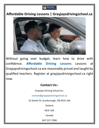 Affordable Driving Lessons  Grayjaysdrivingschool.ca