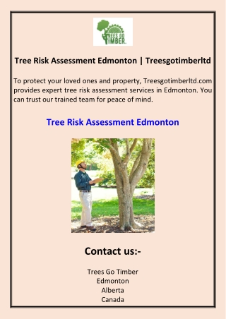Tree Risk Assessment Edmonton Treesgotimberltd
