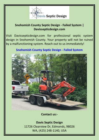 Snohomish County Septic Design - Failed System  Davissepticdesign.com