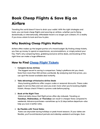 Book Cheap Flights & Save Big on Airfare