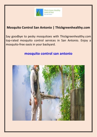 Mosquito Control San Antonio Thickgreenhealthy.com