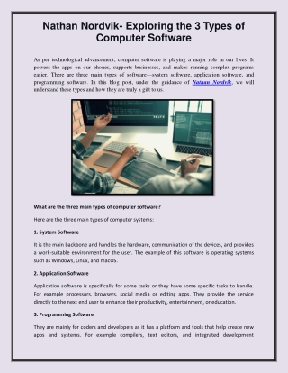 Nathan Nordvik- Exploring the 3 Types of Computer Software