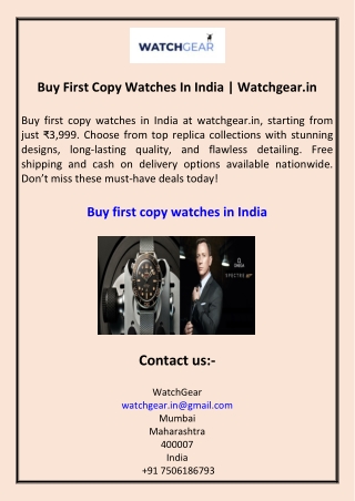 Buy First Copy Watches In India Watchgear.in