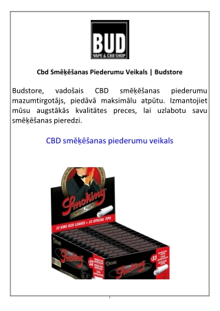 Cbd Smēķēšanas Piederumu Veikals  Budstore