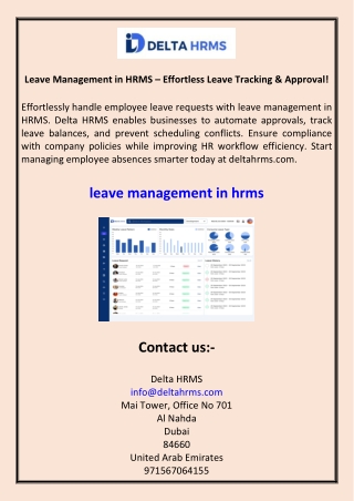 Leave Management in HRMS Effortless Leave Tracking & Approval!