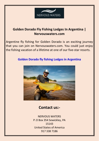 Golden Dorado Fly Fishing Lodges In Argentina Nervouswaters.com