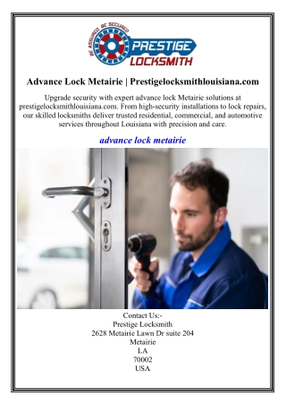 Advance Lock Metairie Prestigelocksmithlouisiana.com