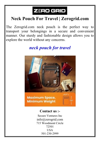 Neck Pouch For Travel | Zerogrid.com