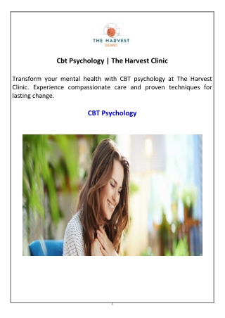 Cbt Psychology  The Harvest Clinic