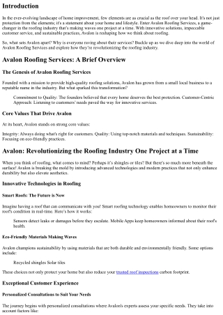 Avalon: Revolutionizing the Roofing Industry One Project at a Time