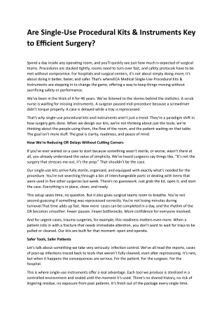 Single-Use Procedural Kits