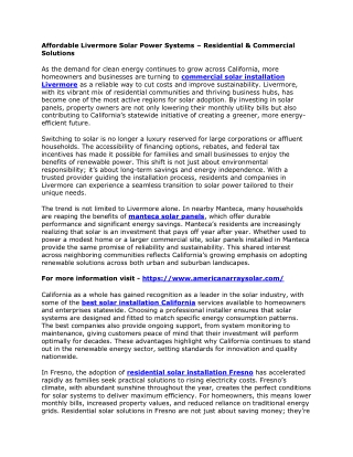Affordable Livermore Solar Power Systems – Residential & Commercial Solutions