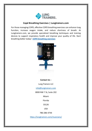 Copd Breathing Exercises | Lungtrainers.com