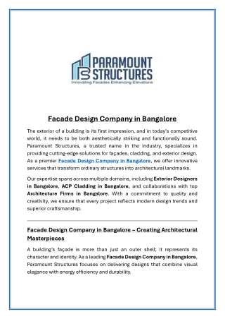 Facade Design Company in Bangalore