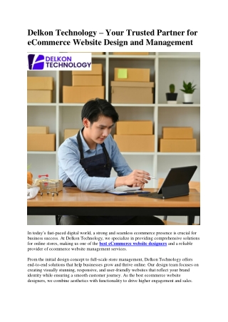 Delkon Technology – Your Trusted Partner for eCommerce Website Design and Management
