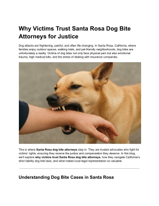 Why Victims Trust Santa Rosa Dog Bite Attorneys for Justice