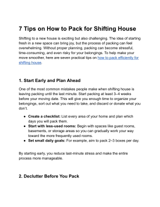 7 Tips on How to Pack for Shifting House