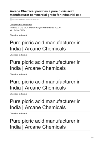 Pure commercial picric acid manufacturers