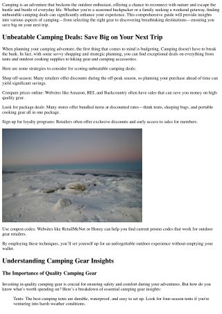 Unbeatable Camping Deals: Save Big on Your Next Trip