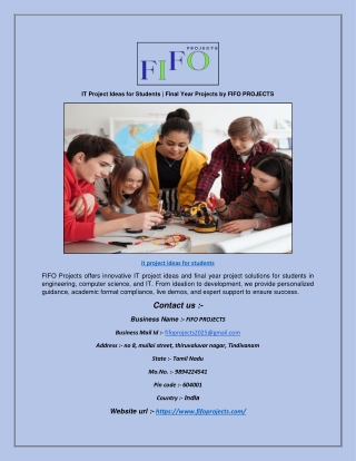 IT Project Ideas for Students | Final Year Projects by FIFO PROJECTS