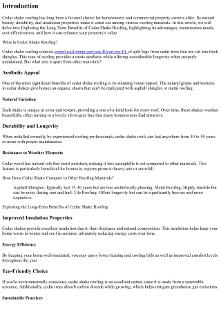 Exploring the Long-Term Benefits of Cedar Shake Roofing