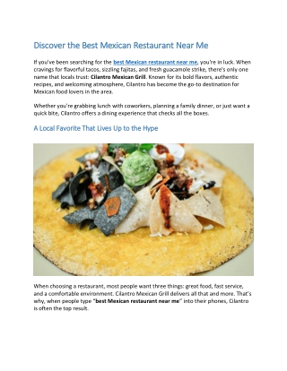 Discover the Best Mexican Restaurant Near Me