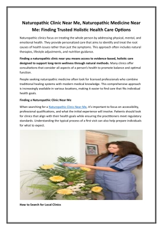 Naturopathic Clinic Near Me, Finding Trusted Holistic Health Care Options