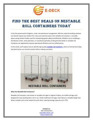 Find The Best Deals on Nestable Roll Containers Today