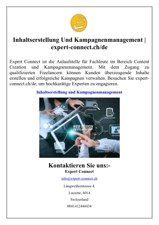 Inhaltserstellung Und Kampagnenmanagement | expert-connect.ch/de