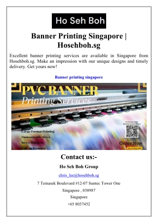 Banner Printing Singapore  Hosehboh.sg