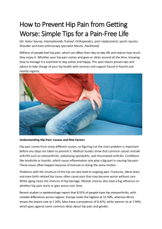 How to Prevent Hip Pain from Getting Worse