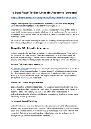 10 Best Place To Buy LinkedIn Accounts (personal