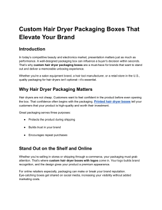 Custom Hair Dryer Packaging Boxes That Elevate Your Brand